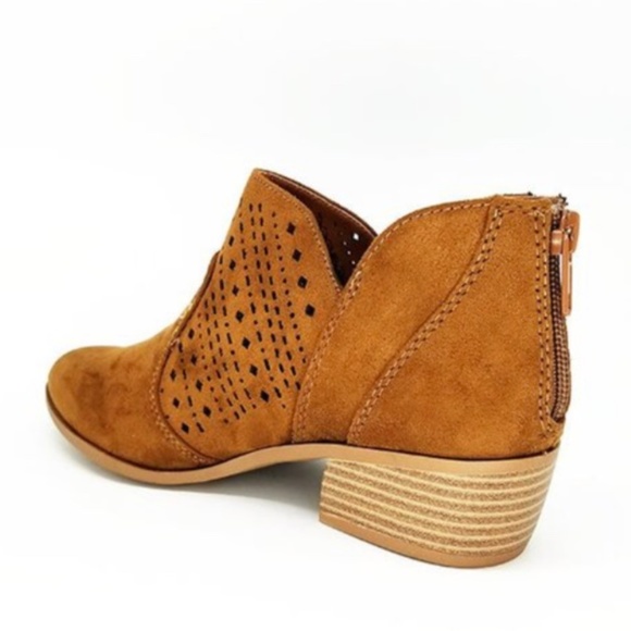 Last one  Brown Laser Cut Zip up Bootie - Picture 2 of 6